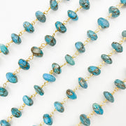 Gold Plated Sterling Silver Turquoise Organic Shape Wire Chain